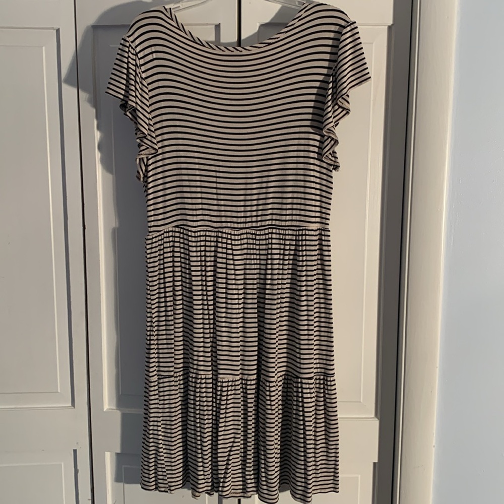 Olivia Rae Black & Cream Striped Midi Dress EUC - Picture 6 of 6